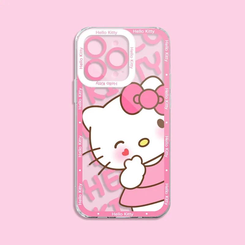 Pink Cute Hello Kitty Phone Case For Iphone 17 Air 17 Pro Max 16 15 14 12 13 11 Pro Max X 16e 16 Plus 13 Mini INS Thin Cover