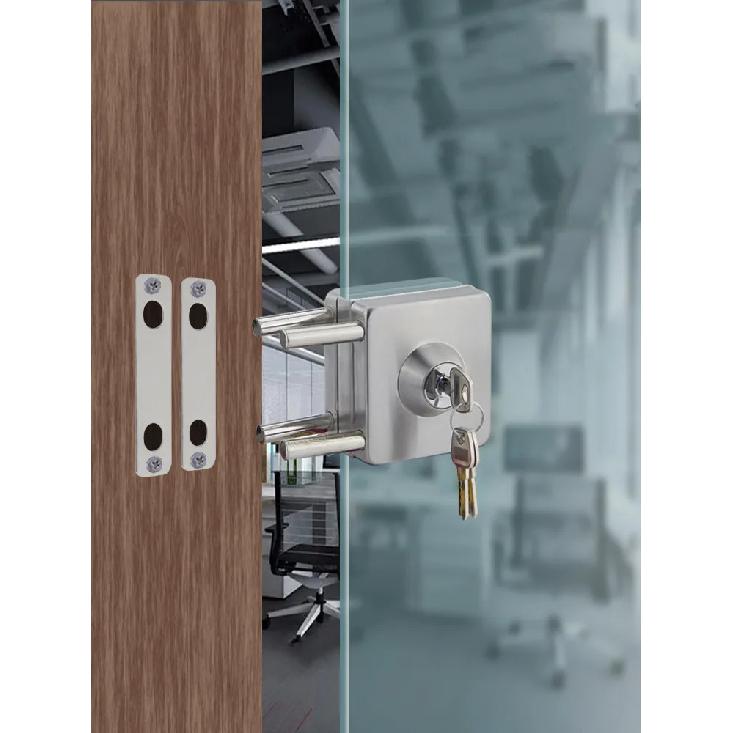 Klemvrije Glazen Deursloten Roestvrij Staal Cilindrisch Slot Frameloze Glazen Deur Hardware Kantoor Beveiligingsdeurslot