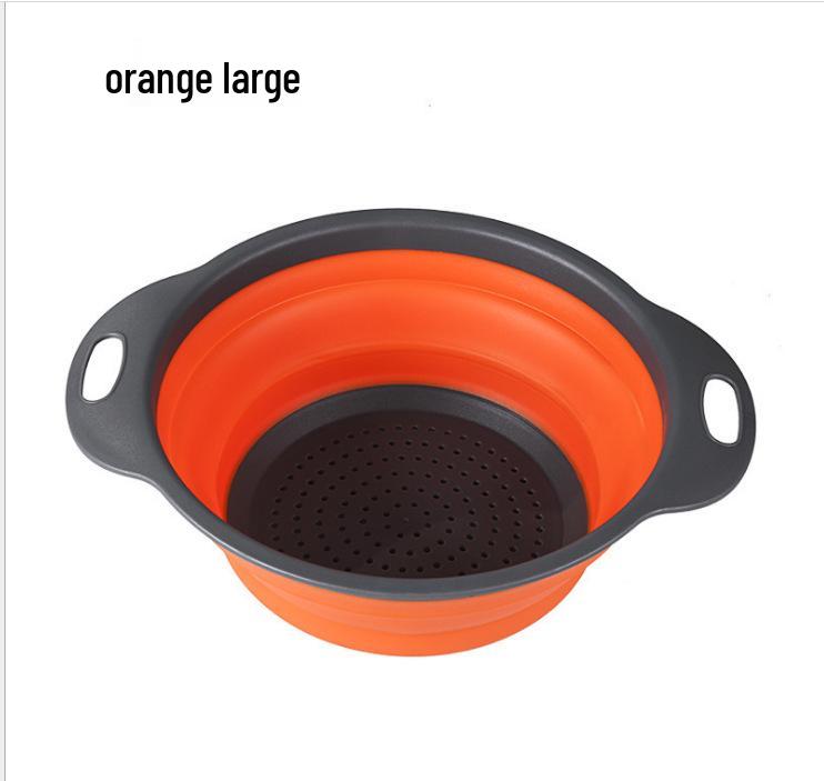 Round Drain Basket Set: 2-Piece Multifunctional Folding Silicone Filter Baskets