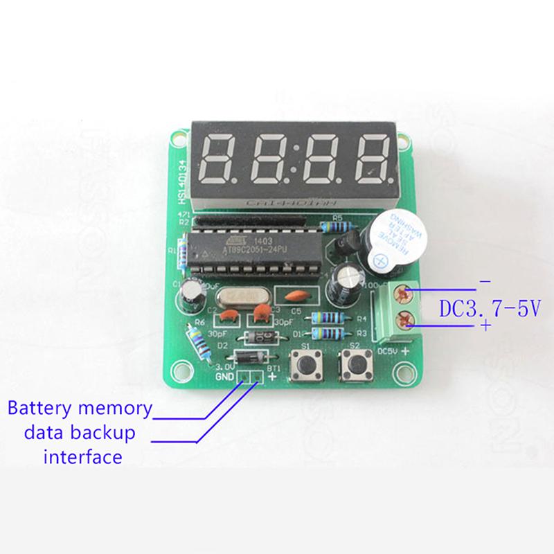AT89C2051 Digital LED Display 4 Bits Electronic Clock Electronic Production Suite DIY Kit DC3.7V-5.5V Four-digit Clock Kit