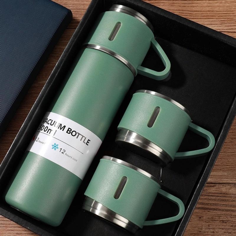 500ml/16.9oz Thermos Cup Set Portable 304 Stainless Insulated Bottle Office Business Style Coffee Vacuum Mug Hot&Cold Drinkware