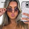 Trend No Frame Sun Glasses Goggle For Ladies For Gents Futuristic Vintage Sun Glasses Punk Eye Glasses Female Y2K Pink Mirror Shades Eyeglasses