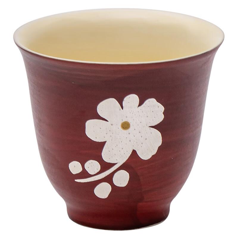 Baizi'en Large Kohiki Hawthorn Red Ceramic Tea Cup