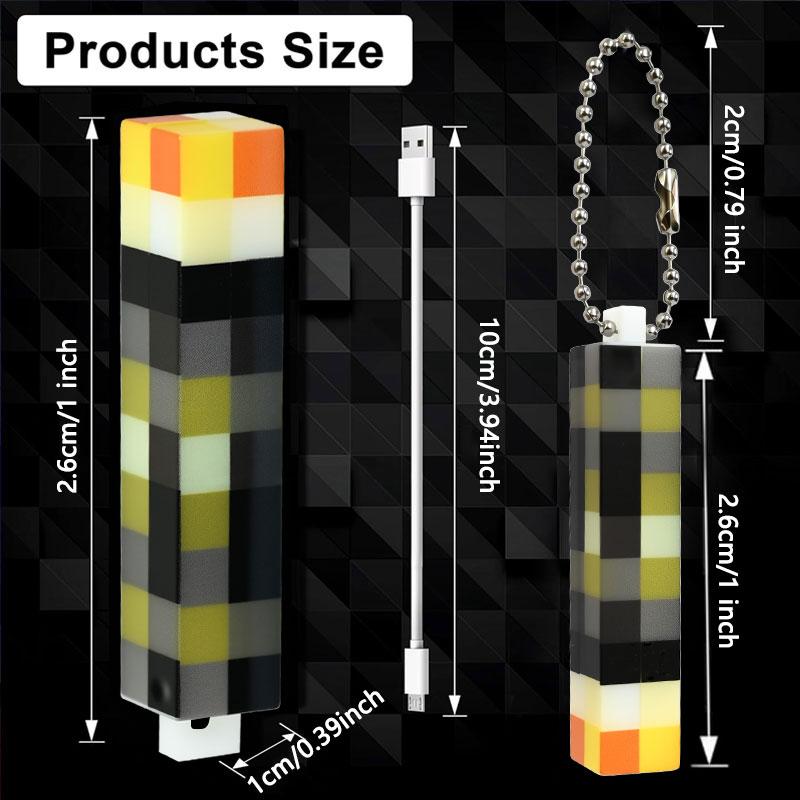 Mini Surrounding Torch LED Light Keychain Pixel Torch Flashlight LED Light Toys USB Rechargeable Backpack Pendant Children Gift