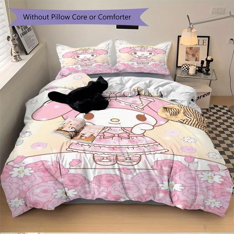 3pcs Sweet and Cute My Melody Bedding Set, Including 1 Quilt Cover and 2 Pillow Shams,Soft and Comfortable Home Bedroom .W110