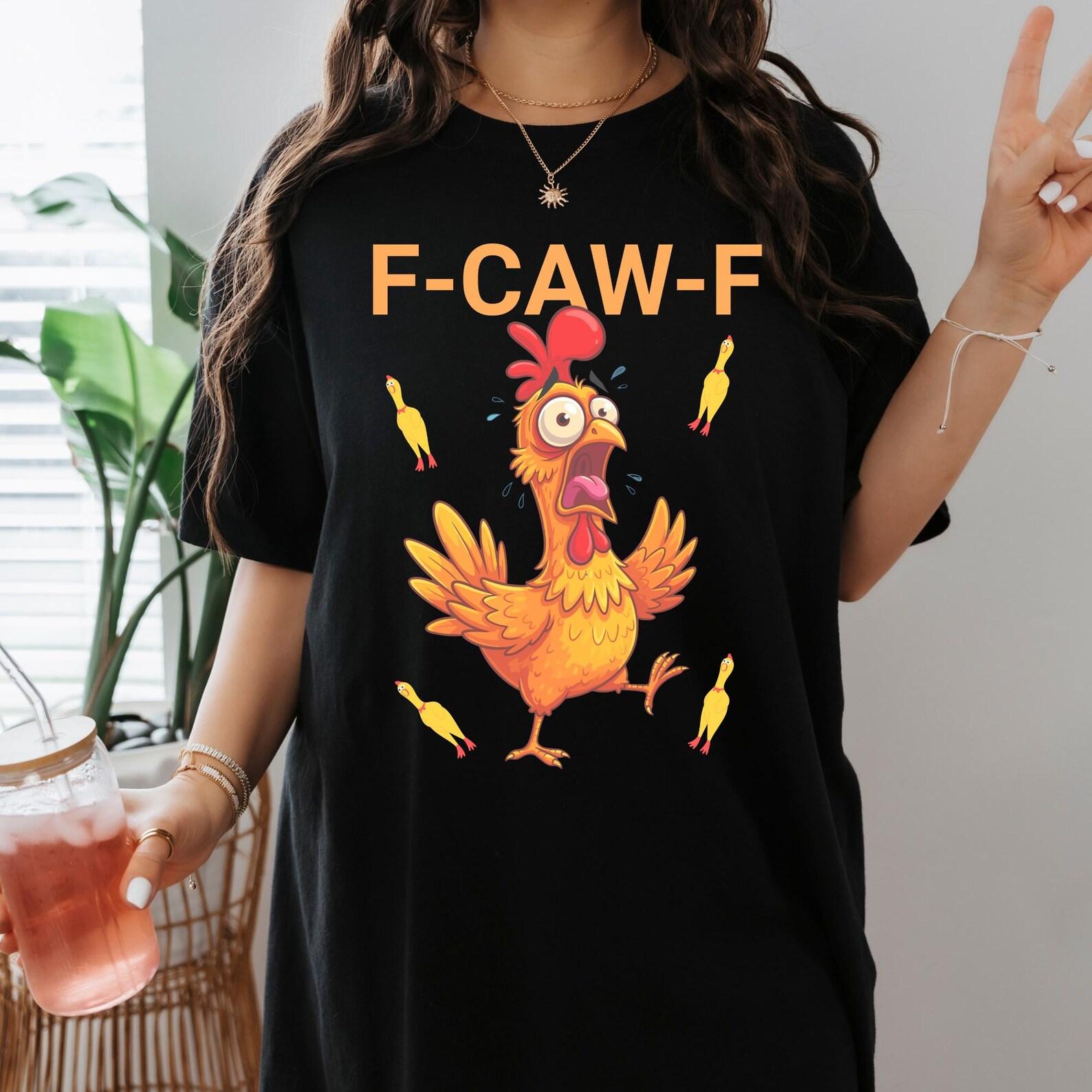 Funny F-CAW-F Chicken T-Shirt – Hilarious Rubber Chicken Pun Tee 2XL