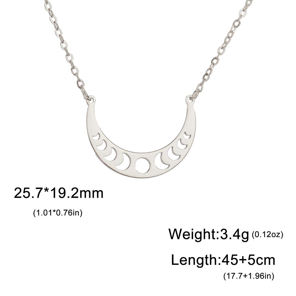 Moon Phase Necklace Stainless Steel Choker Elegant Women Witch Crescent Moon Jewelry Gift Celestial Moonology