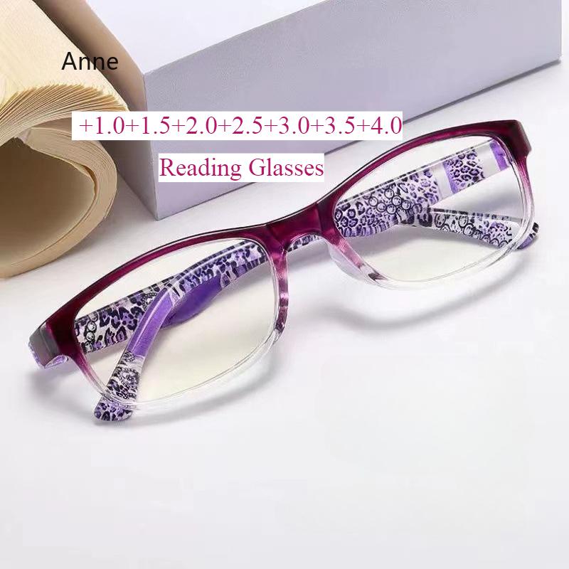 Reading Glasses Women Anti Blue Ray Lenses +1.00 +2.00 +3.00 +4.00 Red Purple Retro Plus Prescription Eyewear Clear Óculos