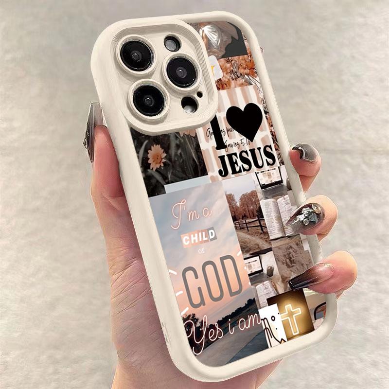 Jesus Collage Pattern Thick Shockproof Phone Case For iPhone 17 Air 16 e 15 14 13 12 11 Pro Max Plus Mini SE Soft Bumper Cover