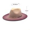 Gradient Large Brim Wool Vintage Felt Fedora Panama Hats Men Women Gentleman Elegant Gradient Rose for Lady Winter Autumn Caps