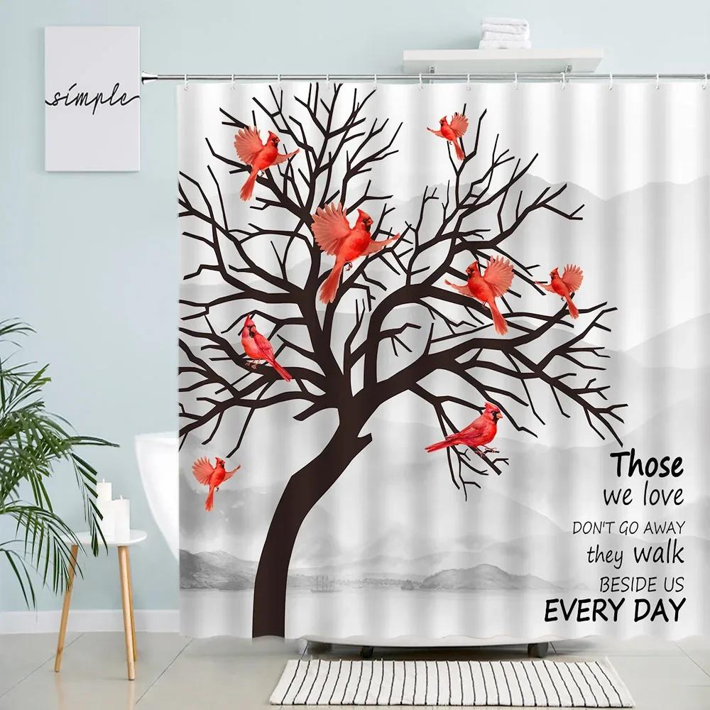 Chinese Style Flowers Birds Shower Curtains White Magnolia Flower Hand Painted Oil Painting Fabric Bathroom Curtain Decor Sets