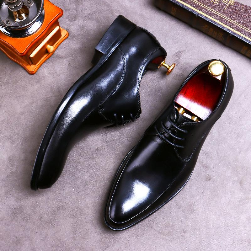 Fashion New Brand Genuine Leather Business Dress Shoes Men Formal Wear Casual British Large Size Leather Shoes Pointed Toe Oxfords