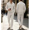 Men’s Corduroy Multi-Pocket Casual Suit Set: Workwear-Style Long-Sleeved Shirt, Trousers and Jacket Two-Piece Set
