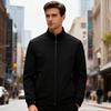 Yousheng Men Jacket Stand Collar Long Sleeve Zipper Closure Windproof Jacket with Pockets Smart Temperament Men Outerwear