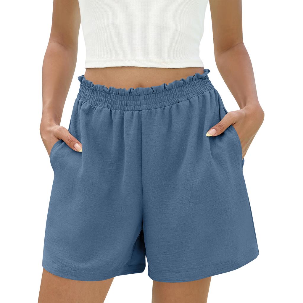 Shorts For Women Casual Summer High Waisted Wide Leg Beach Vacation Shorts With Pockets
