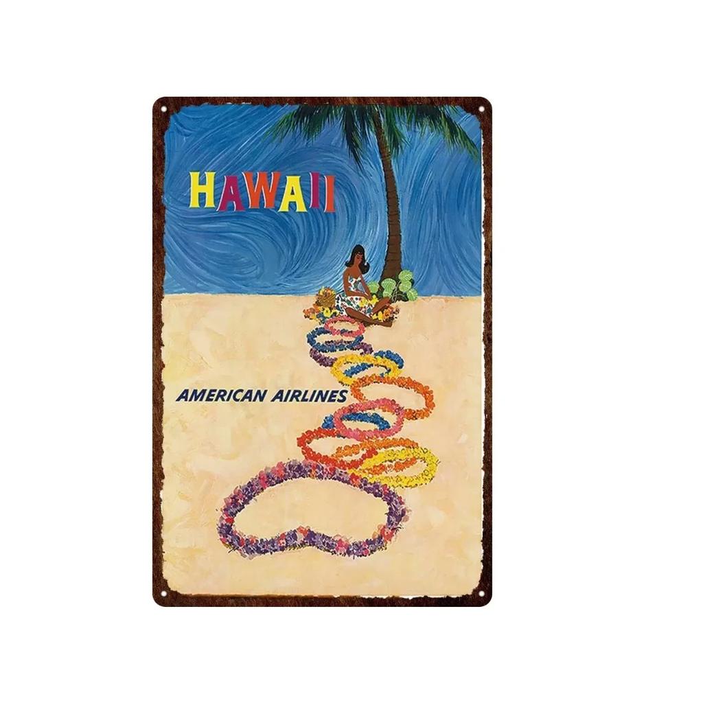 Aloha Philippines Brooklyn Vatican Bangkok Metal Plate Painting Iron Tin Sign Wall Art Picture For Garden Living Room Home Decor