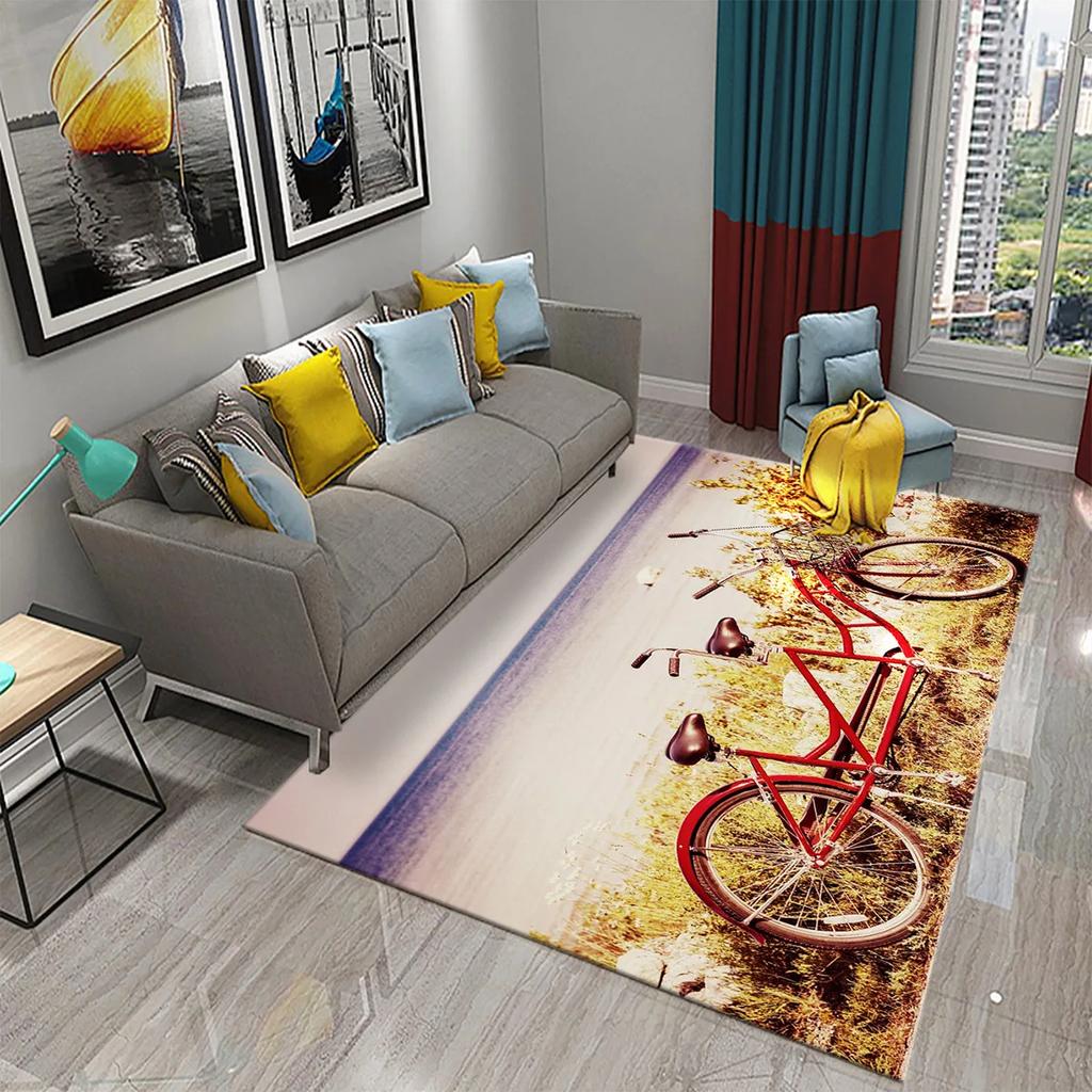 Dywan 3D w stylu vintage z rowerem Mata domowa do łazienki kuchni Dywan antypoślizgowy Mata dekoracyjna do salonu sypialni przedpokoju dla dzieci prezenty