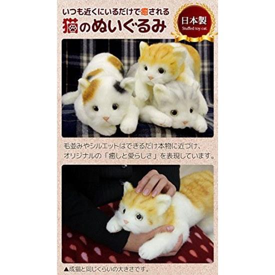Japan-made Realistic Cat Plush Toy 58cm (Black Open Eyes)
