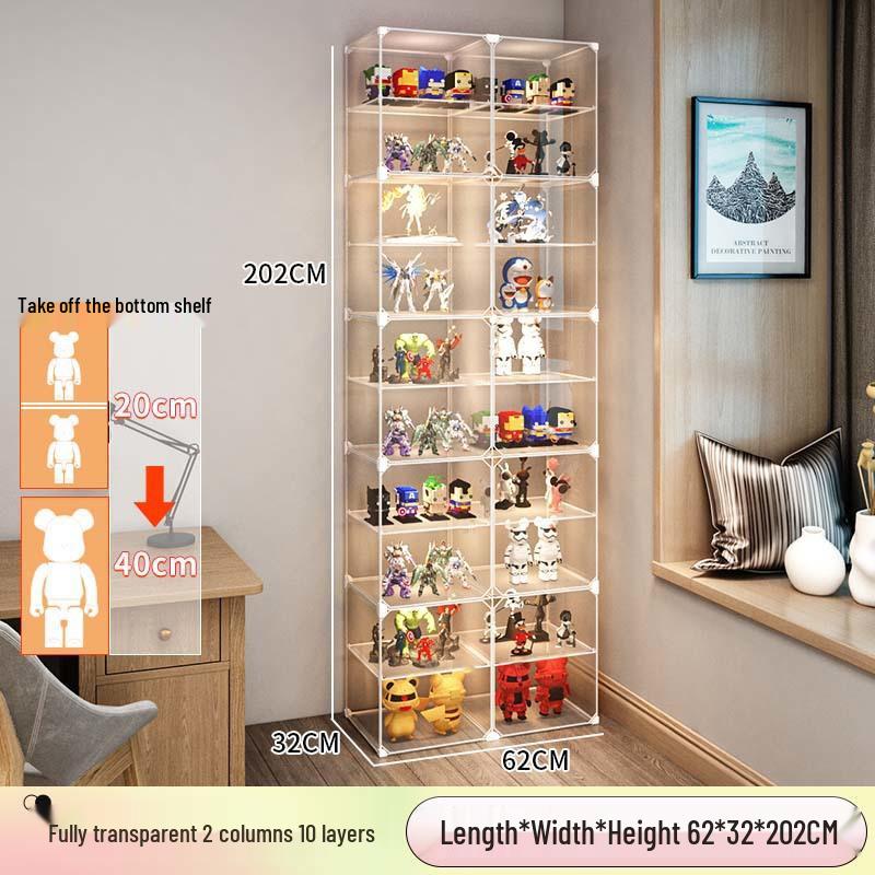 Transparent Lego Brick Display Cabinet: Dustproof Acrylic Storage for Figurines