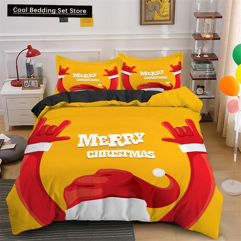 

Комплект постельного белья Merry Christmas King Queen с изображением Санта-Клауса и снеговика, пододеяльник с изображением рождественской елки, красное полиэстеровое одеяло EU single(135x200cm)