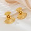 European and American Design Sense Retro Exaggerated Metal Earrings Geometric Folds Versatile Fan Flower Geometric Art