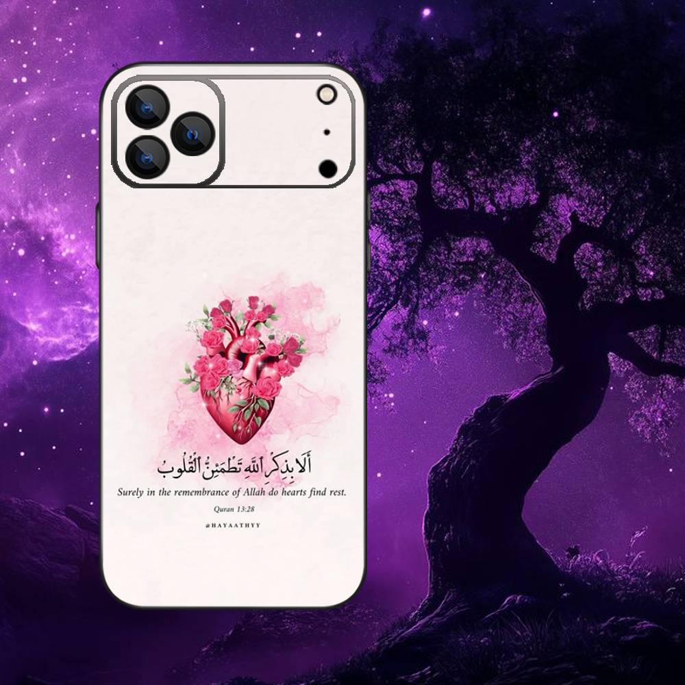 

Arabic Quran Muslim Quotes Phone Case For iPhone 17,16,15,14,13,12,11,Pro,Max,Plus,E,Air,Mini Protective Black Cover iPhone15plus