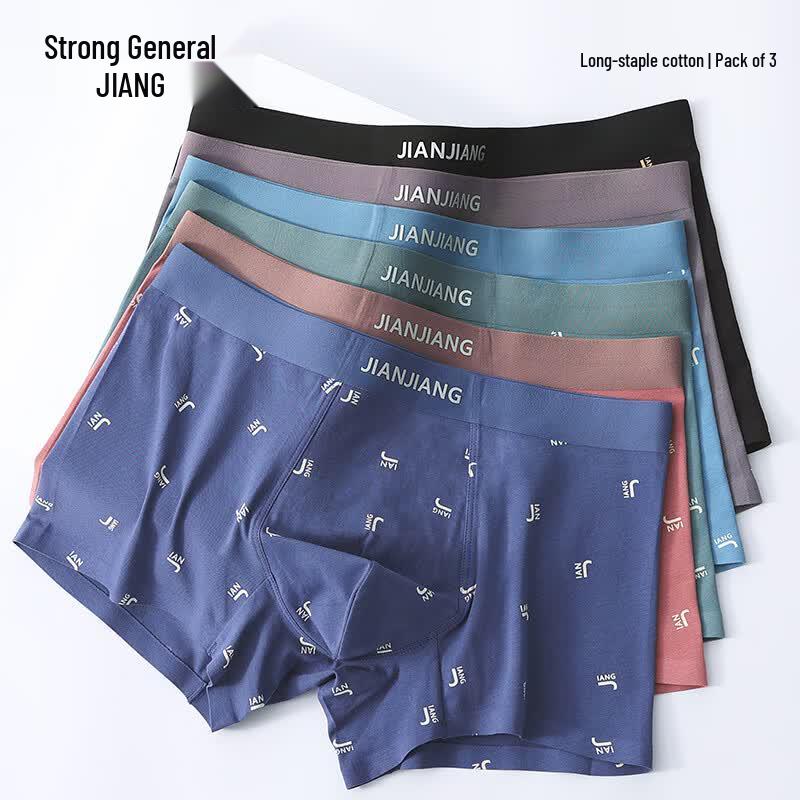 Jian Jiang Men's 7A Antibacterial Seamless Boxer Briefs 3-Pack