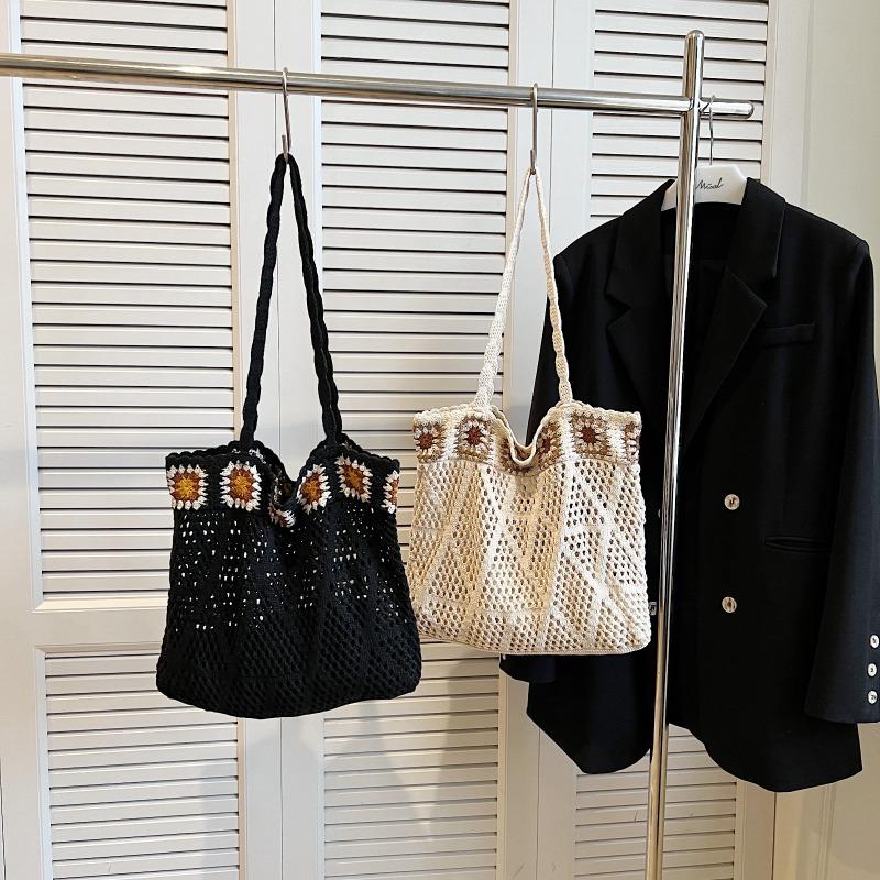 Knitted Openwork Tote Bag Versatile and Large-capacity Shoulder Bag