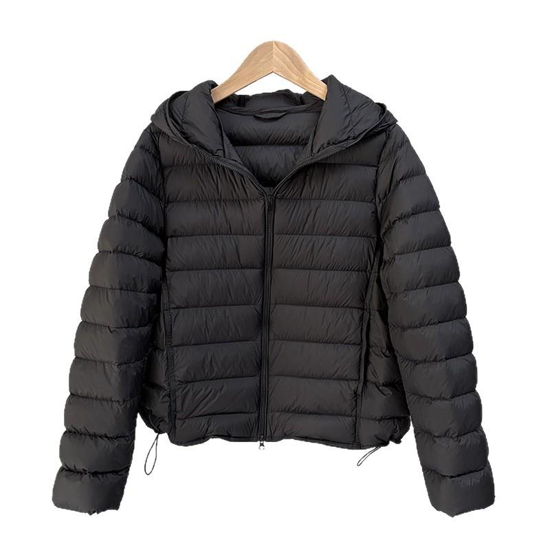 New white duck down light down jacket women's short hooded loose and thin ribs thermal jacket