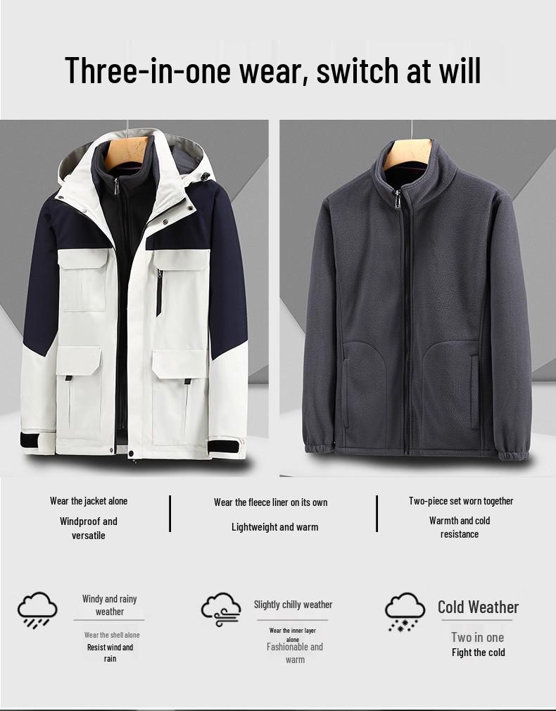 Custom Camouflage Three-in-One Jacket with Logo, Men's/Women's Fleece Workwear for Autumn/Winter, Made-to-Order with Custom Printing