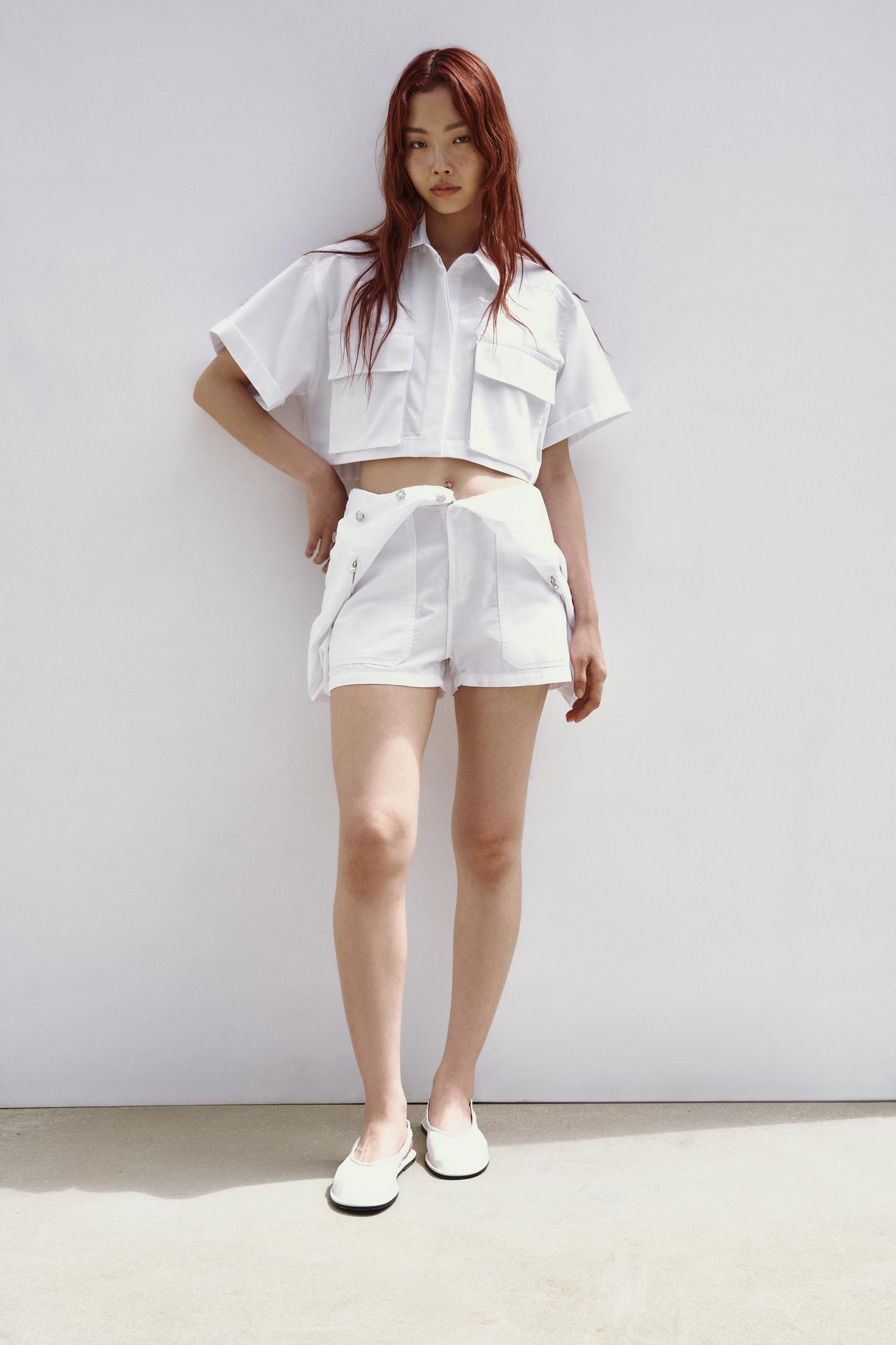 

GABARDINE FABRIC CROPPED SHIRT