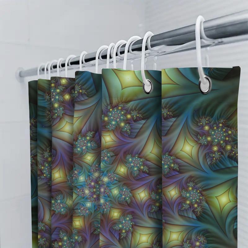 Modern Bathroom Decoration Blue Green Yellow White Fractal Shower Curtain For Tub Home Decor Waterproof 3D Printing Artistic Pri
