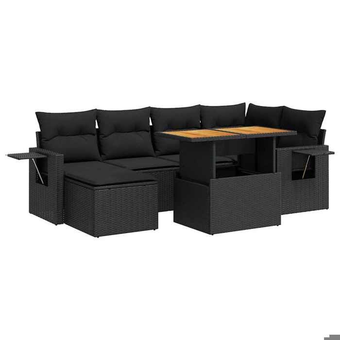 VidaXL Salon de jardin 7 pcs avec coussins noir résine tressée 3327170