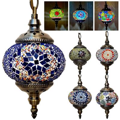 Luminária Pendente Mosaico Lâmpada de Teto Suspensa Mosaico Turco Marroquino E27 Bar Restaurante Luminária Pendente Mediterrânea Decoração de Casa
