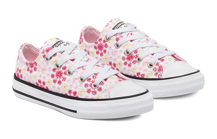 Converse Chuck Taylor All Star Low top Kids Canvas Shoes Embroidery Pink White 671287C