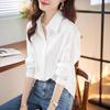 Korean Textured Women's Shirt with Hollowed-Out Sleeves - Spring/Autumn Style