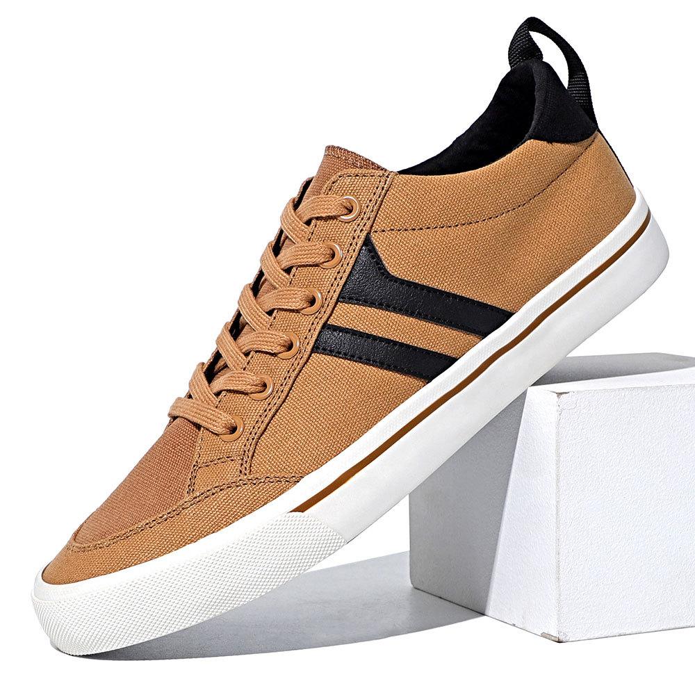 Summer men's canvas shoes low-top lace-up versatile color matching casual shoes men's soft sole simple Baoda