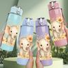 1PC Floral Baby Elephant Cartoon 750ml Color Plastic Sports Water Bottle Leakproof Flip Straw Lid Suitable for Sports Office Home Use