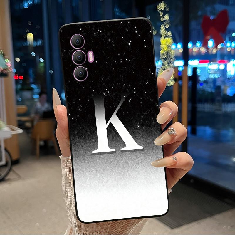 Phone Cover For Tecno Spark 8 Pro Case Stylish New Letter With Flower Shiny Starry Sky Soft Black Anti-scratch Back Cover