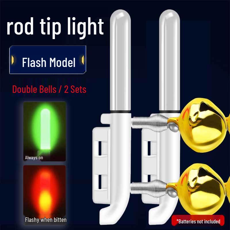 Night Fishing LED Rod Tip Light with Copper Bell - Sea Rod Alarm and Glow Sensor