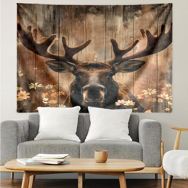 Hirsch mit amerikanischer Flagge Hintergrund Wandteppich zum Aufhängen für Schlafzimmer, Wohnzimmer, Spielzimmer, Dekorations-Kunstzimmer Wandteppich Feiertags- und Geburtstagsgeschenke