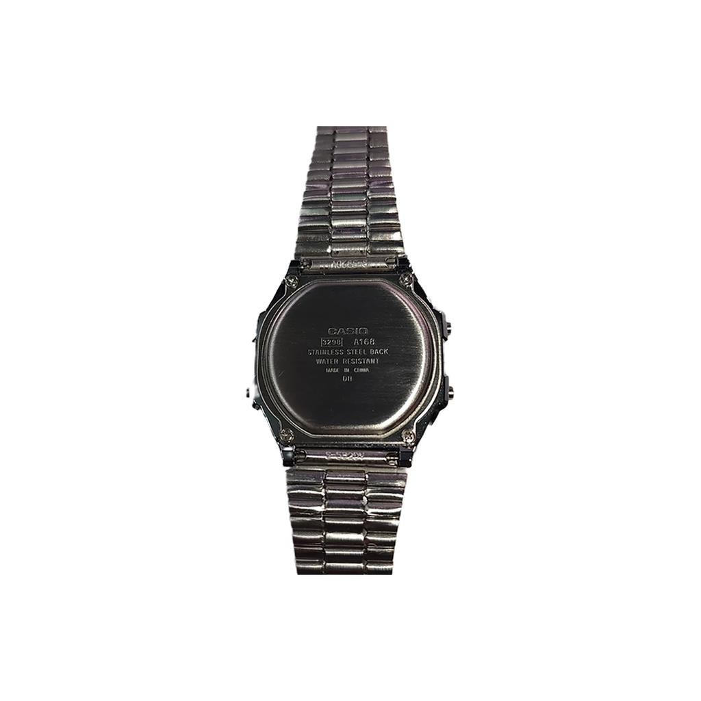 Casio Custom Collection Quartz Movement Stainless Steel Strap Watch Unisex Black Dial A168WA-1W(Watch5--)