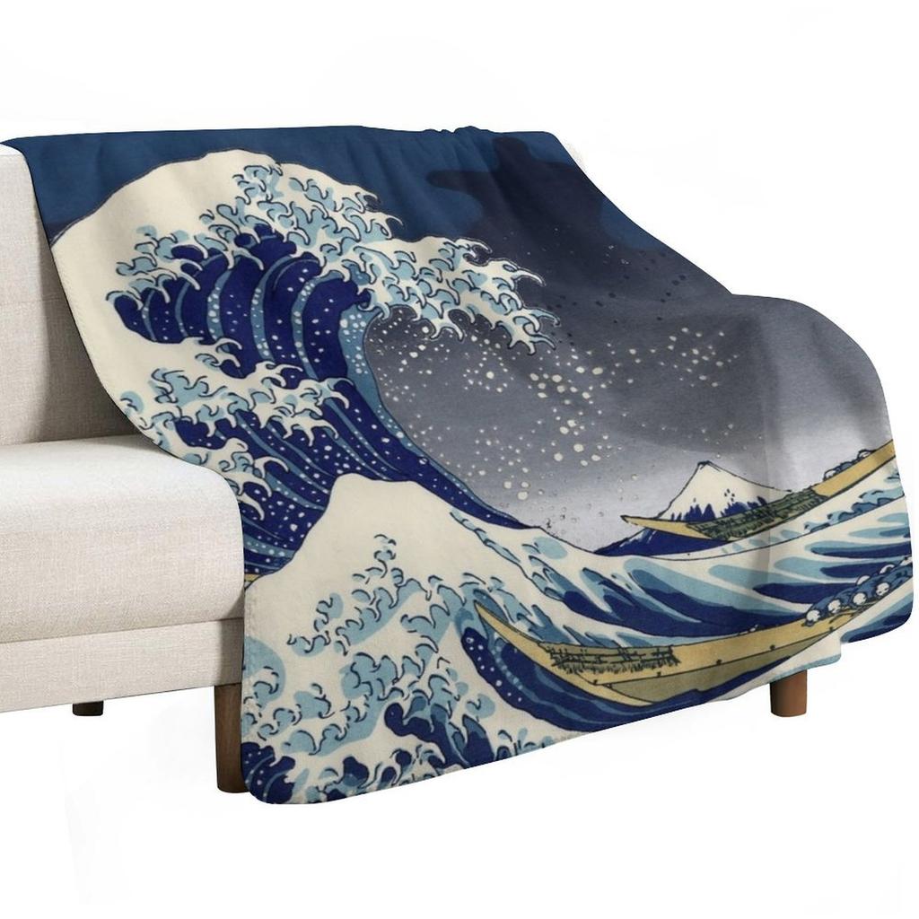 Great Wave: Kanagawa Night Throw Blanket Summer Cool Breathable Blanket for Sleeping