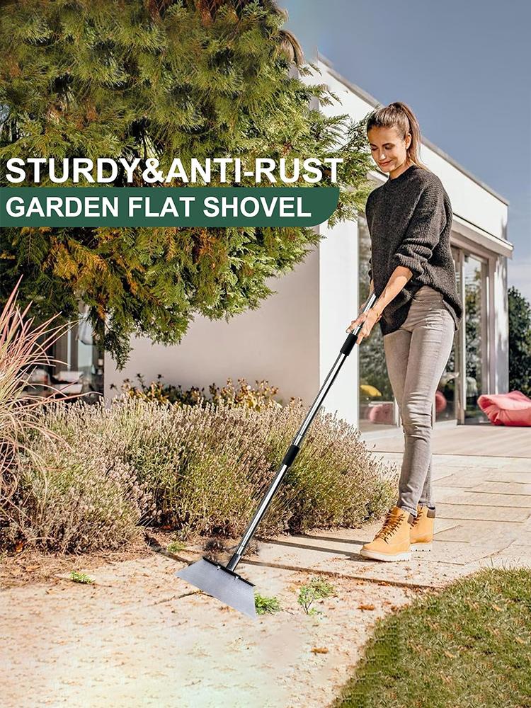 Multipurpose Garden Cleaning Shovel, Flat Shovel Ice Shovel Weeding Planting Farm Weeding Tools Metal Weed Cleaning Shovel 120cm