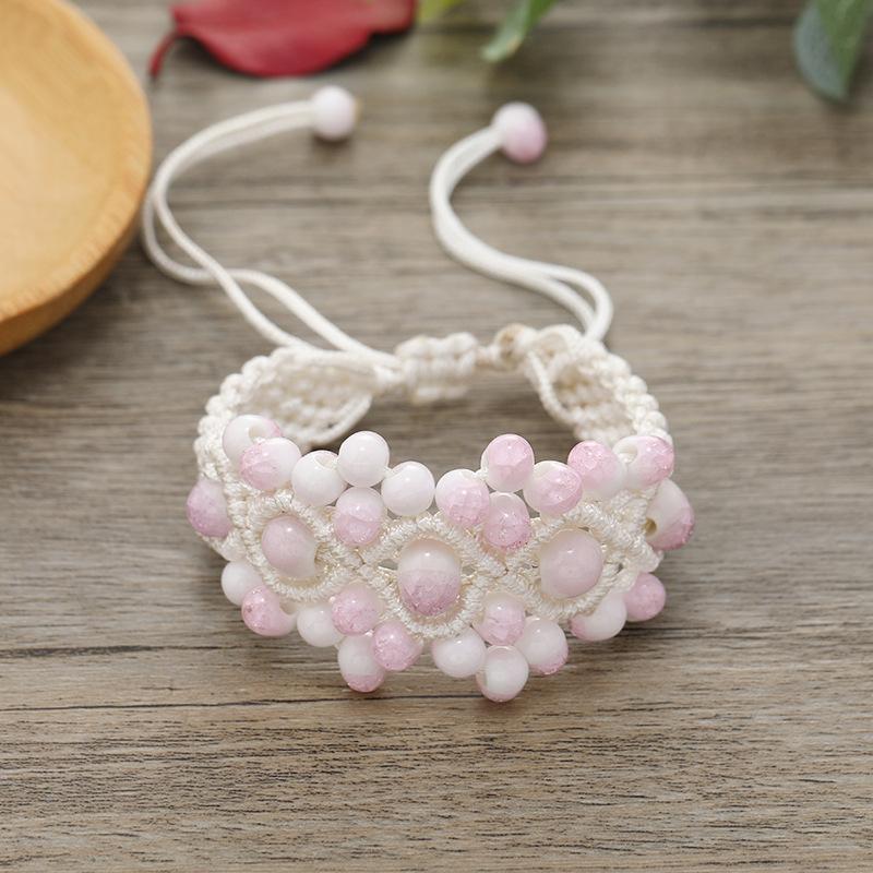 Hand-woven retro ceramic bracelet women's versatile simple temperament literary hand rope with jewelry
