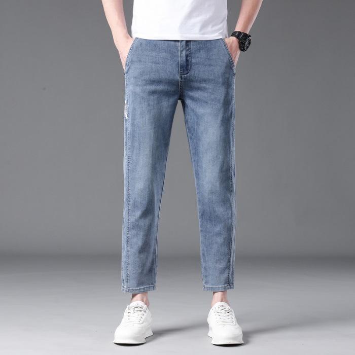 

Новые укороченные брюки Тонкие прямые брюки для мальчиков Эластичные джинсы 38