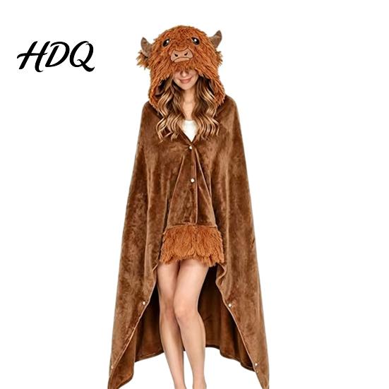 Comfortable Oversized Cape Animal Wearable Blanket Hoodie Adults Fleece Sweatshirt Winter Sleepwear Sleepwear Halloween Cosplay Costume Plush Hooded