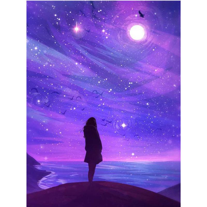 5D DIY diamantmaleri lilla felt diamantbroderi korsstingsett Full rhinestone mosaikk hjemmeinnredning