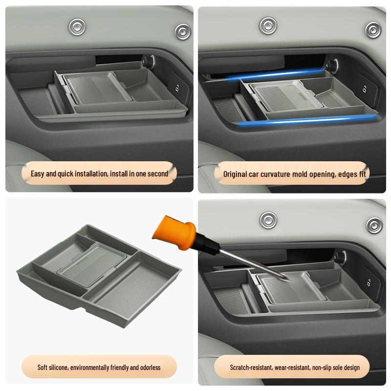 Fits 26 Land Rover Defender Models: Silicone Console Handle Cover & Storage Box - Interior Car Accessory
