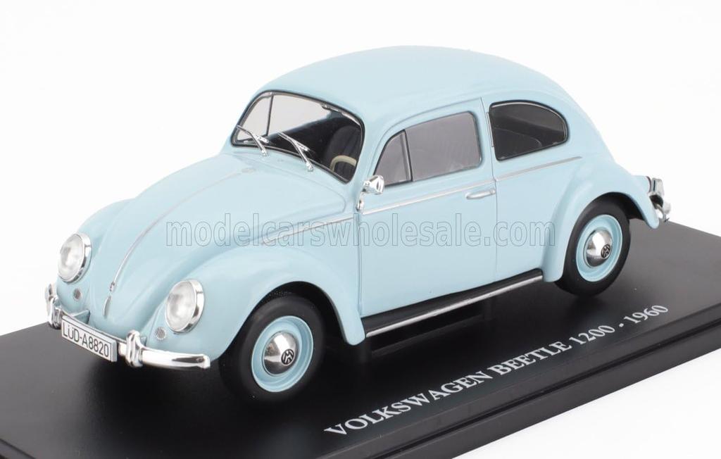 Volkswagen Beetle 1200 1960 (Light Blue) 1/24 Scale Diecast Model Car with Plastic Case [Imported]